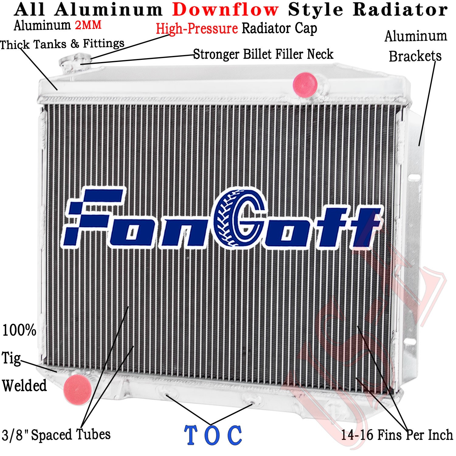 4 Row Aluminum Radiator Fits 1957-1959 Ford Mercury Galaxie Fairlane Ranchero V8
