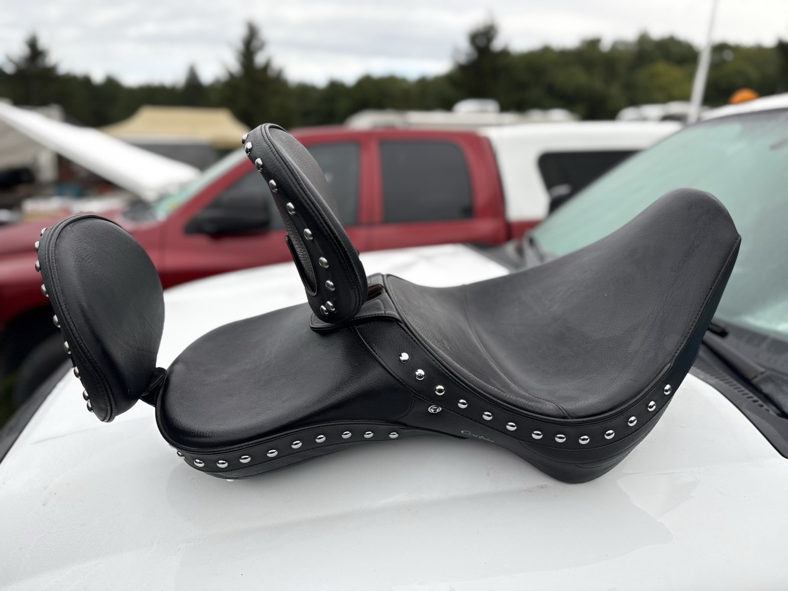 Harley Corbin 00-06 Softail studded seat saddle backrest pad Rider Passenger FS