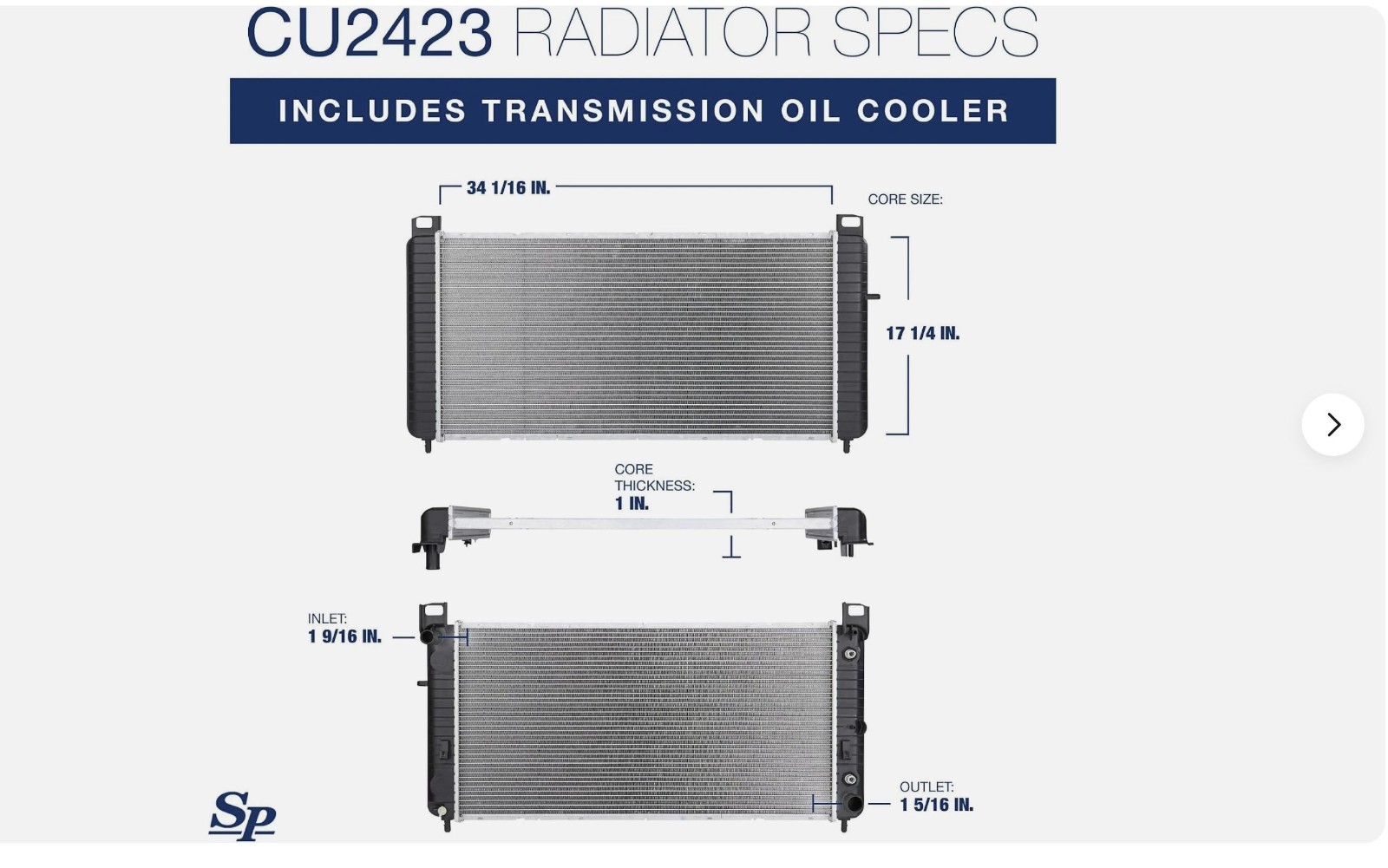 Spectra Premium CU2423 Radiator with TOC, without EOC - 34-1/16\
