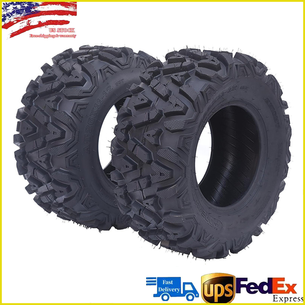 2 Pack 26x12-12 ATV Tires 6Ply 26x12x12 UTV Tires 26 12 12 All Terrain Mud Tyres