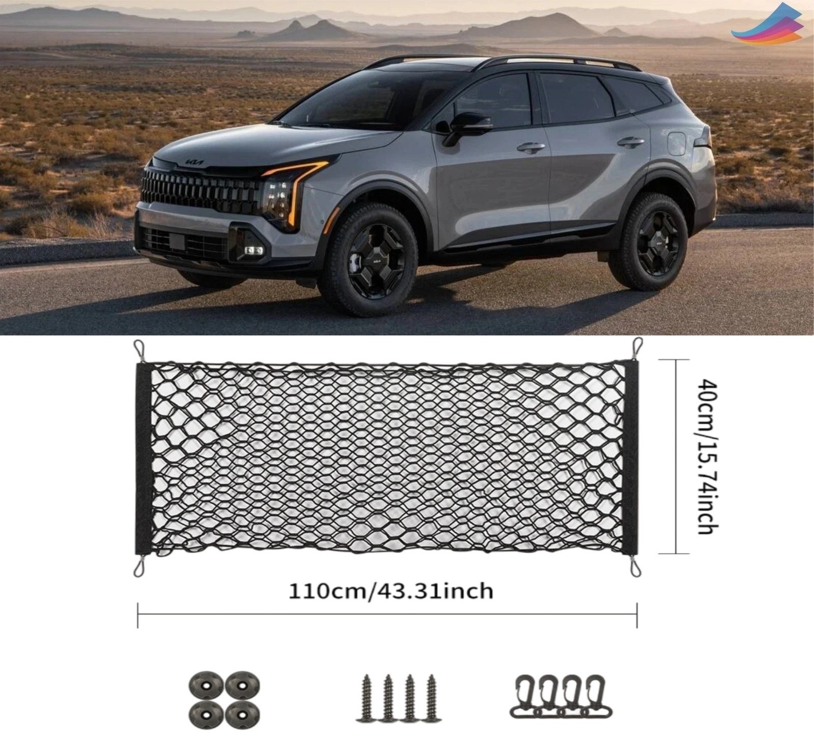 For KIA SPORTAGE 2023-2026 Rear Trunk Envelope Style Organizer Mesh Cargo Net