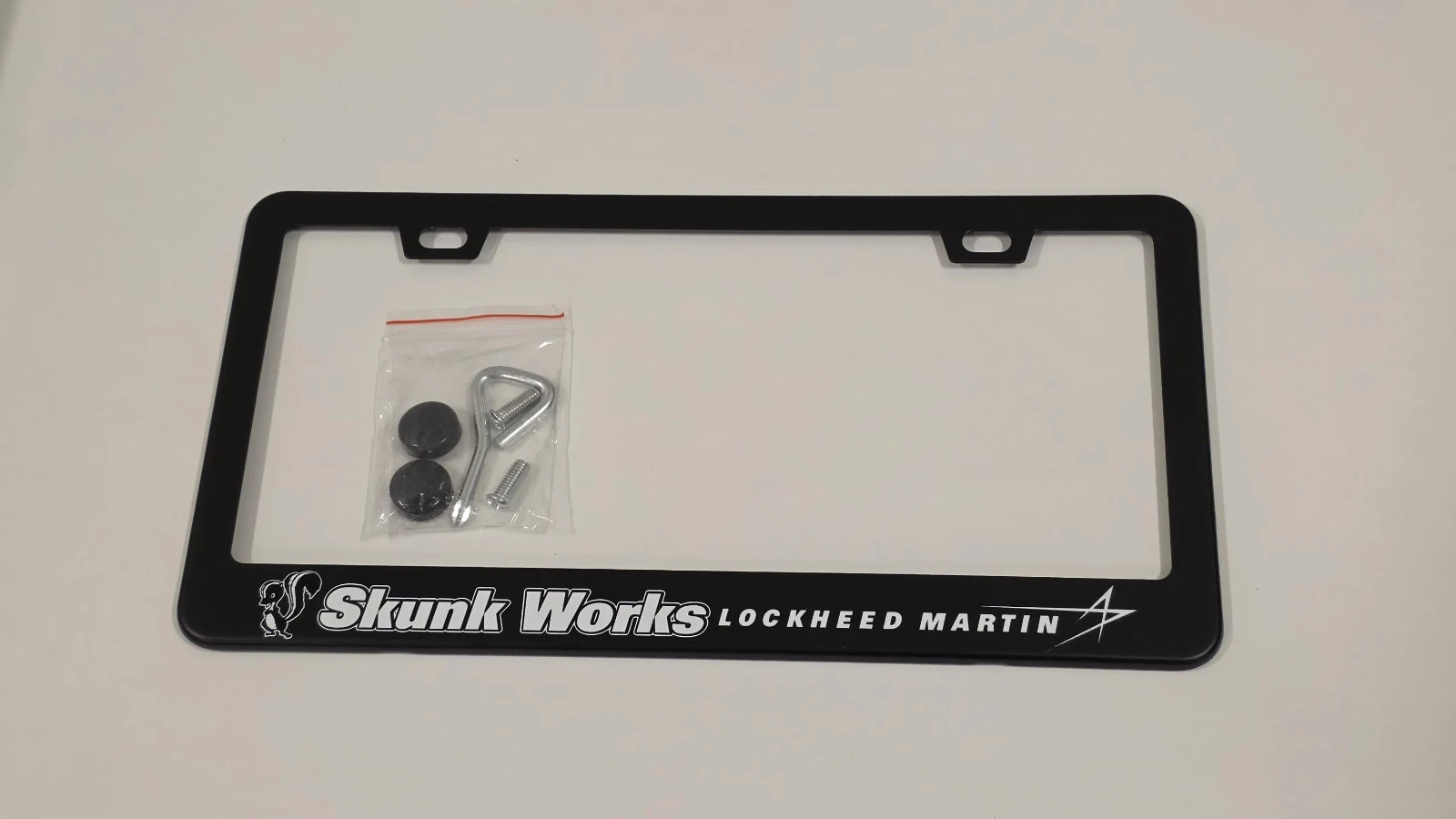 Skunkworks Lockheed Car License Plate Frame Black Stainless Steel Metal Skunkworks Lockheed Car License Plate Frame Black Stainless Steel Metal
