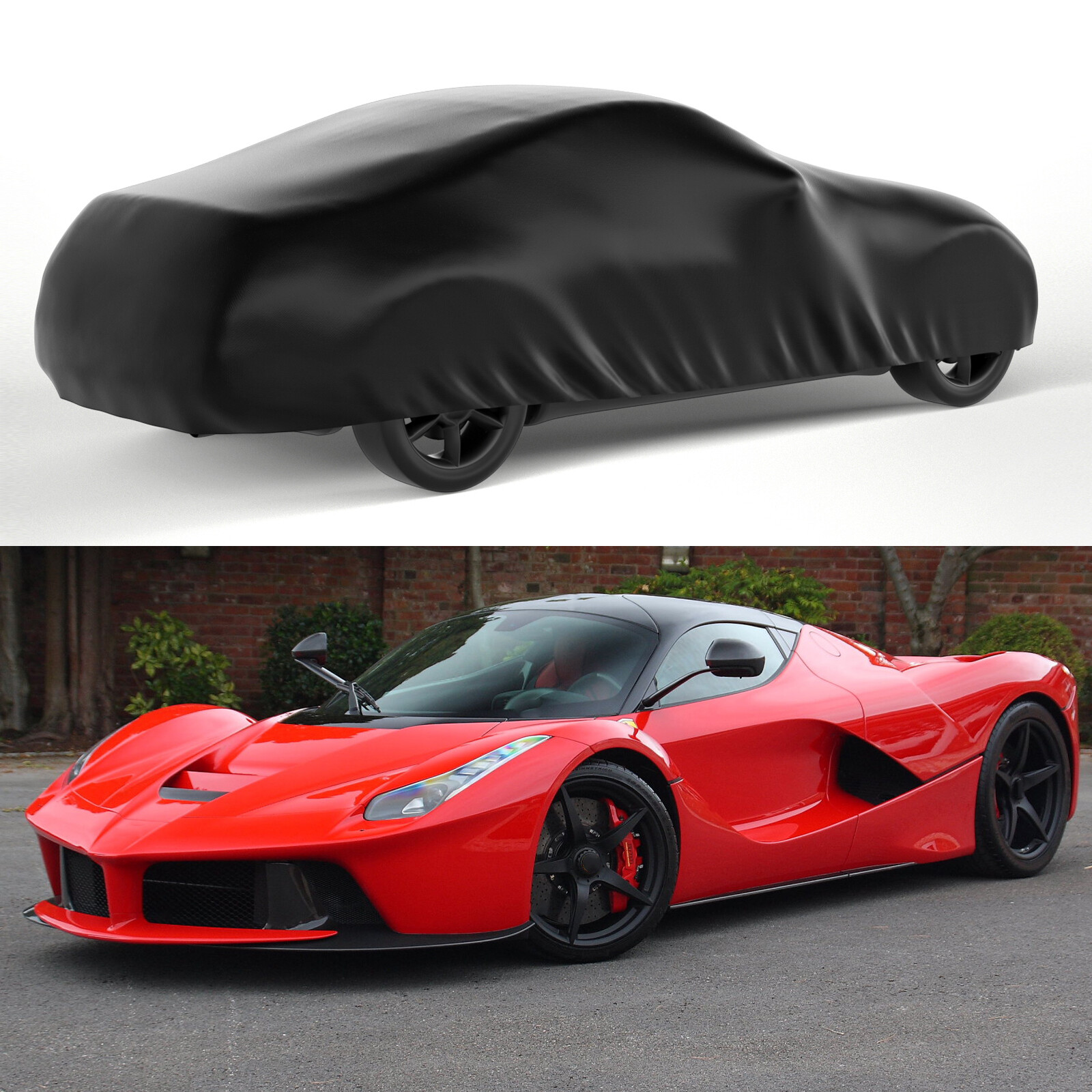Full Car Cover Outdoor Satin Stretch Dust Waterproof Black For Ferrari LaFerrari