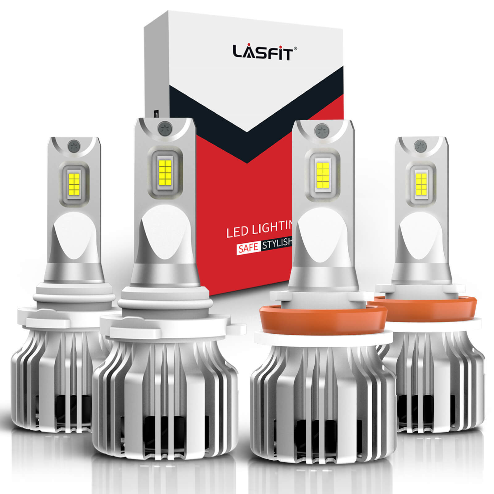 4x LASFIT 9005 H11 LED Headlight Bulbs Conversion Kit High Low Beam Bright White