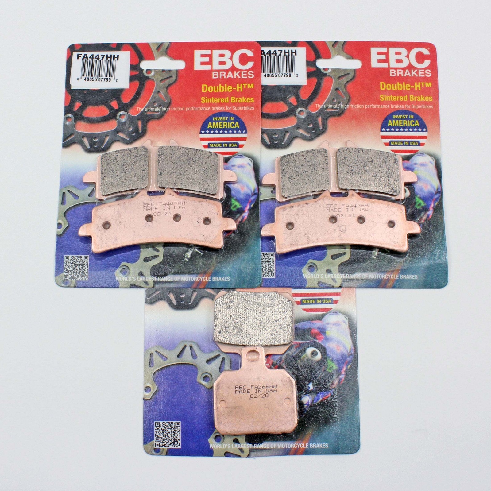 EBC Sintered Brake Pad Set FA447HHx2 FA266HH 3 Pr Front/Rear for select Ducati