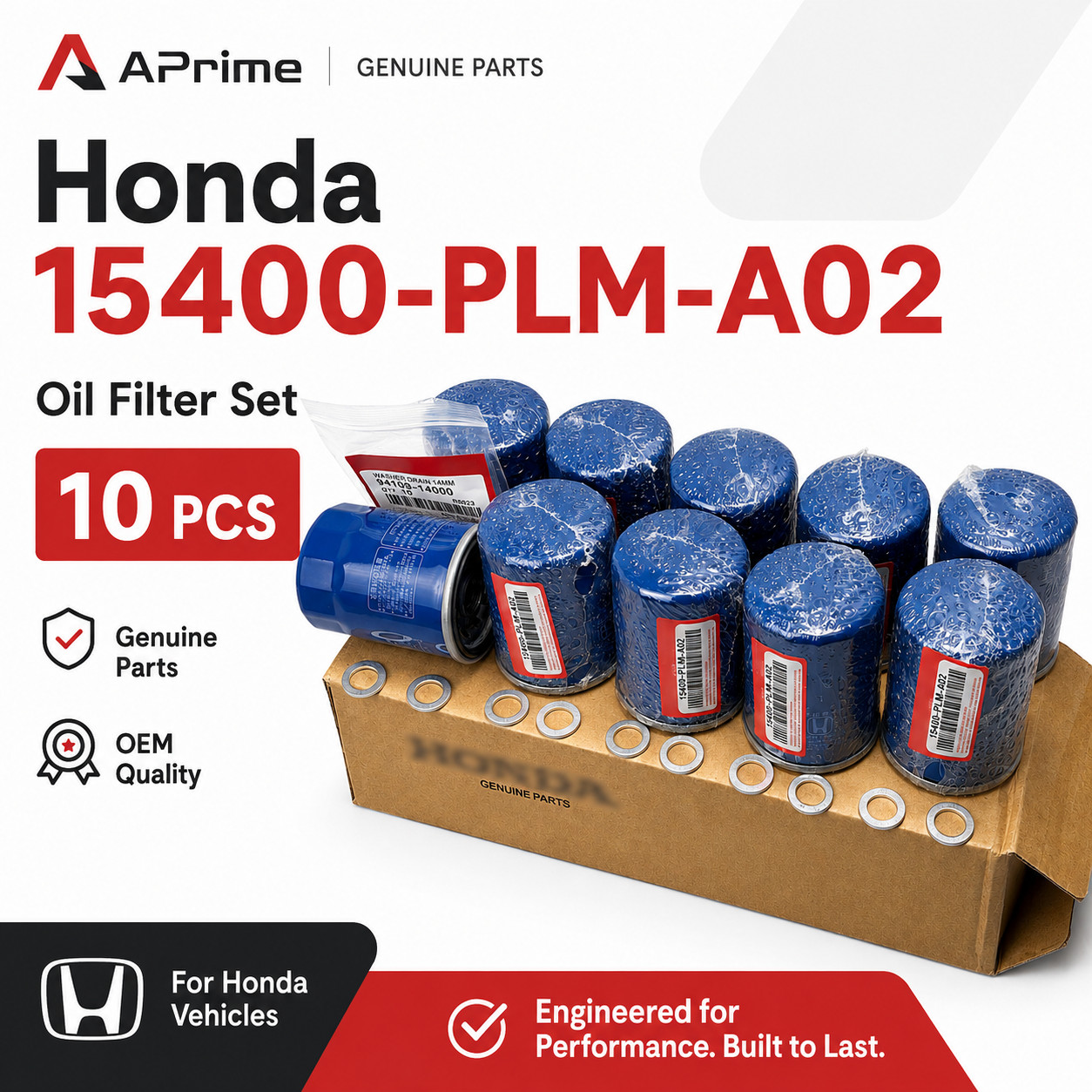 Honda Acura Engine-Oil Filter 10pcs.  15400-PLM-A02 with gaskets 