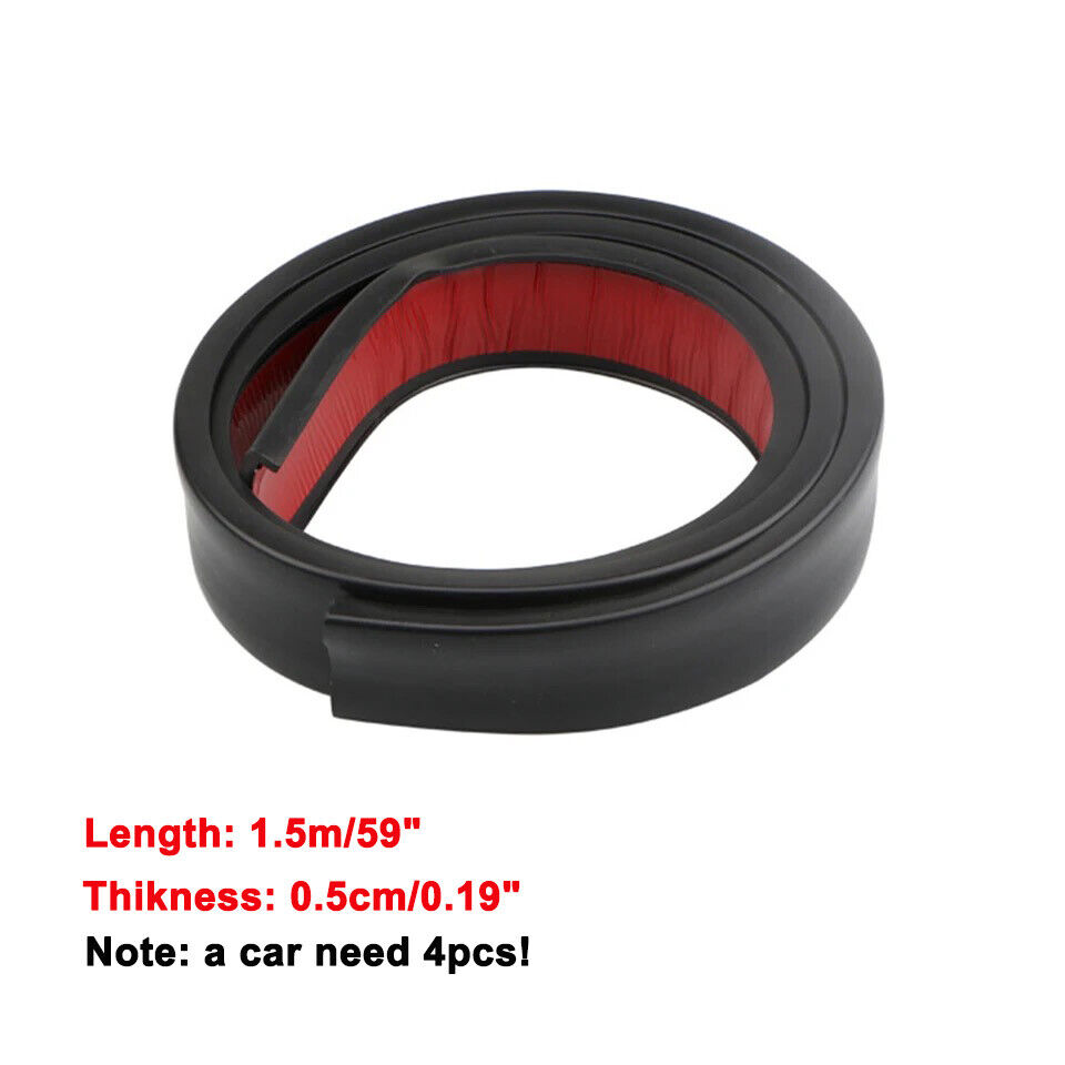 4PCS Black Carbon fiber Wheel Eyebrow Rubber Protector Strip Guard Wheel-arch