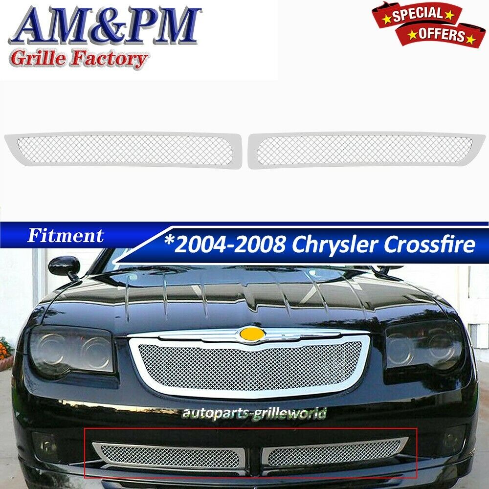 Fits 2004-08 Chrysler Crossfire Stainless Grill Bumper Mesh Grille Insert Chrome