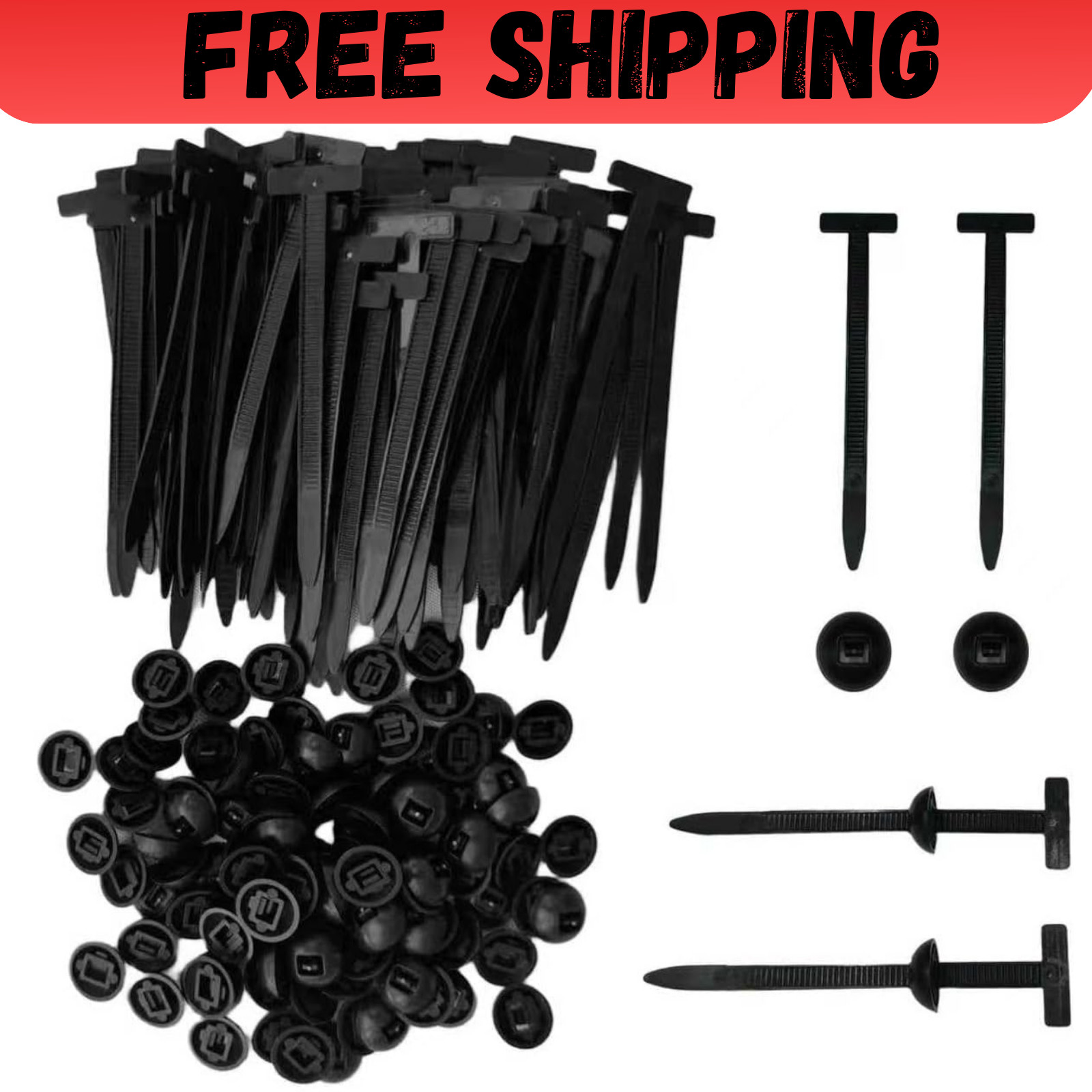 100Pcs Automotive Nylon Cable Tie Fastener Kit – Universal Car Zip Tie Buckle C