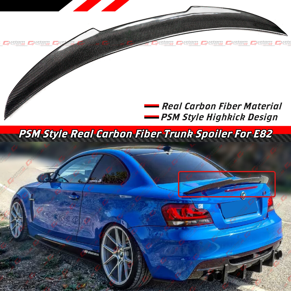 For 2007-13 BMW E82 125i 135i 1M PSM Style Real Carbon Fiber Trunk Spoiler Wing For 2007-13 BMW E82 125i 135i 1M PSM Style Real Carbon Fiber Trunk Spoiler Wing
