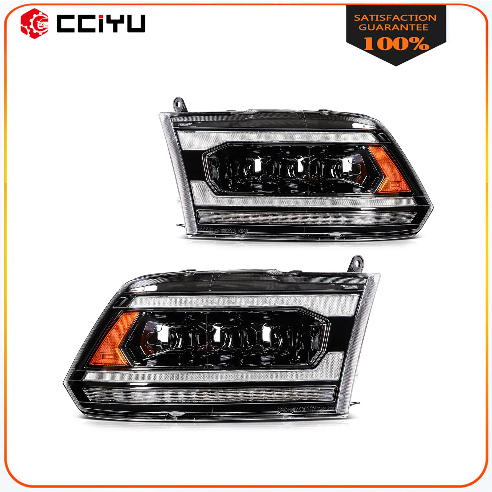 Pair Upgraded Headlights w/LED DRL For 2009-2018 Dodge Ram 1500 2500 3500