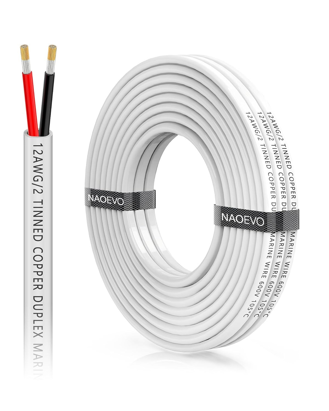 Marine Wire 12 Gauge Stranded PVC Waterproof Copper Cable 15FT for Boat RV Solar