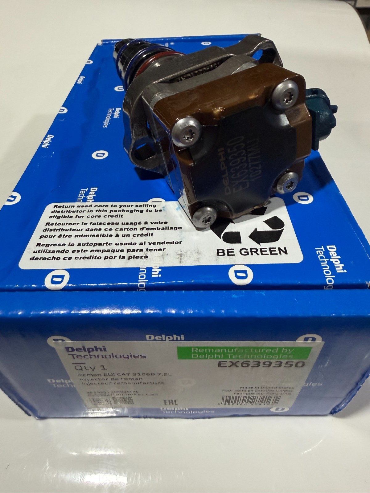 DELPHI EX639350 FUEL INJECTOR - REMAN BY DELPHI - CORE INCLUDED - SOLD AS IS.
