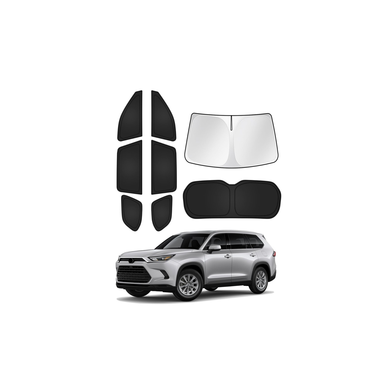 Canvcle Sunshades for 2024-2025 Toyota Grand Highlander 2024-present, Black Canvcle Sunshades for 2024-2025 Toyota Grand Highlander 2024-present, Black