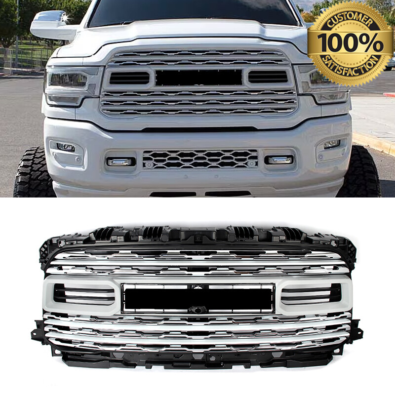 Bright White Front Bumper Grille w/ Camera Hole For 2020-2024 RAM 2500 3500 4500