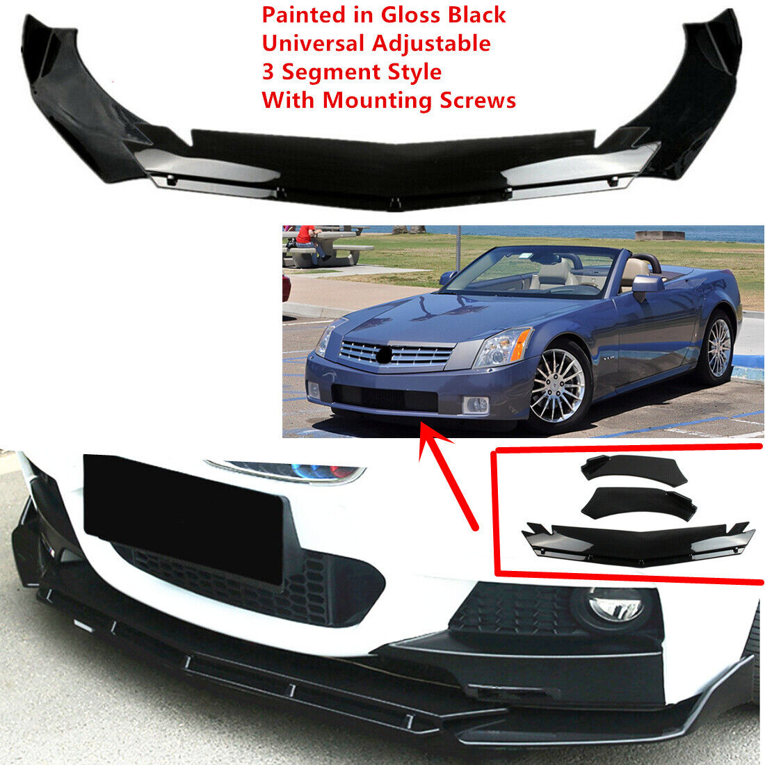 Add-on Universal Fit For Cadillac XLR 2004-2009 Front Underbody Lip Spoiler Wing