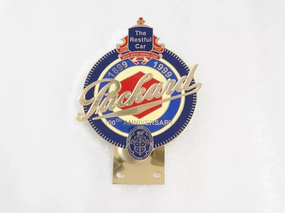 BRASS GOLDEN DECAL BADGE EMBLEM VINTAGE PACKARD 100TH ANNIVERSARY CAR GRILL |Fit
