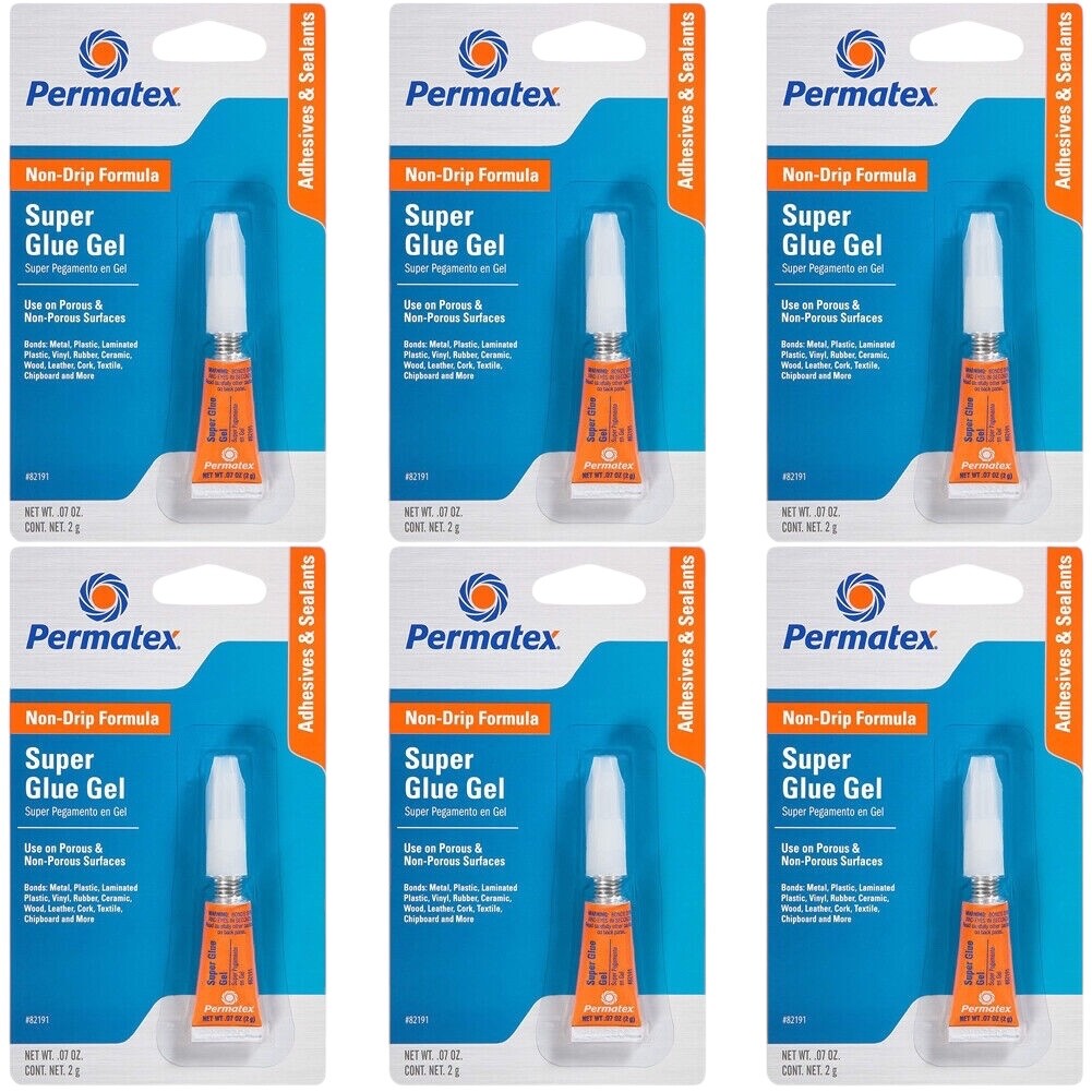 NEW Lot 6 Permatex Super Glue Gel  .42 Oz. (6x.07 Oz) tube - 82191