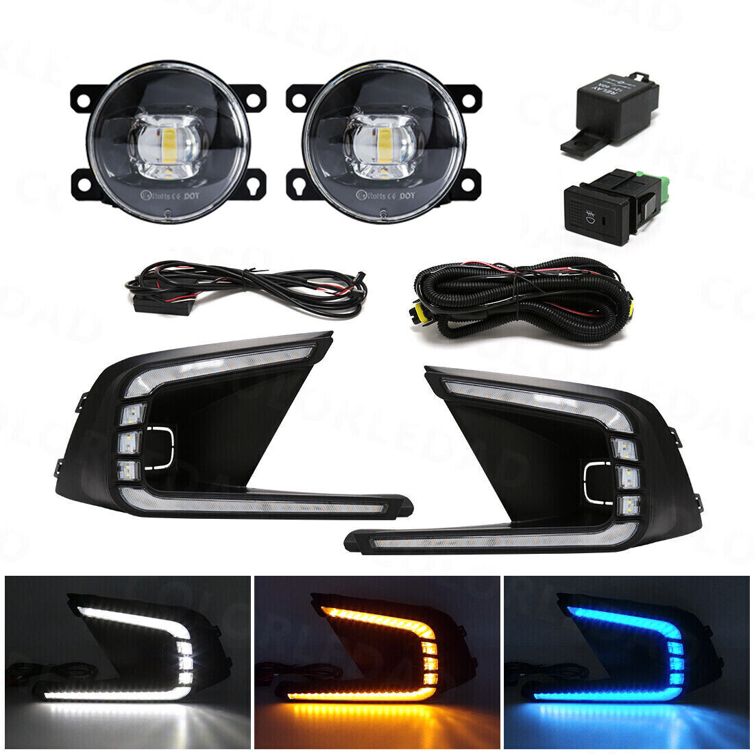 For 2022 2023 2024 Honda Civic DRL LED Daytime Running Light Fog Light Kits Pair