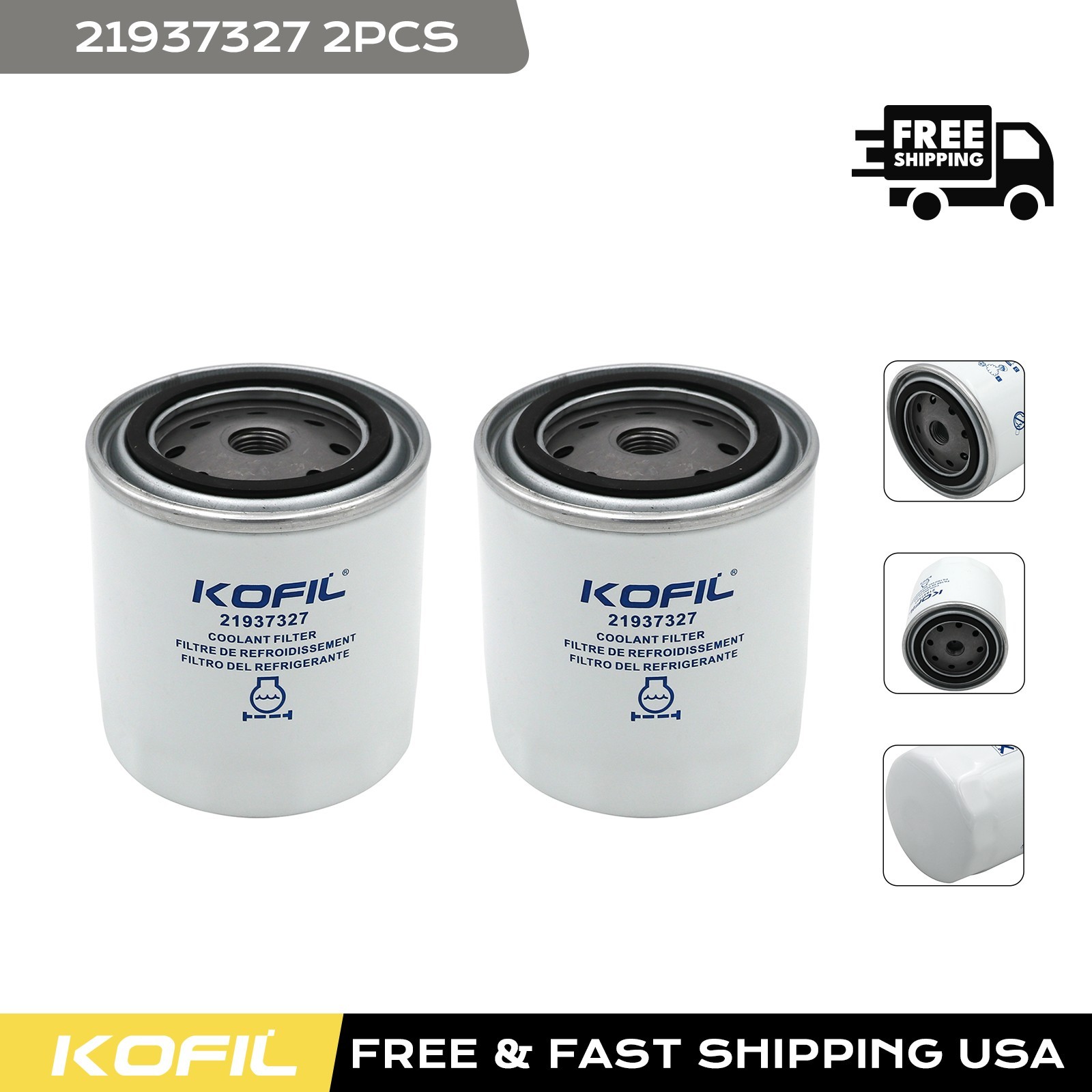 [2x]-21937327 Coolant Filter for Volvo Truck D11 D13 D16 VED11 VED13 Engine