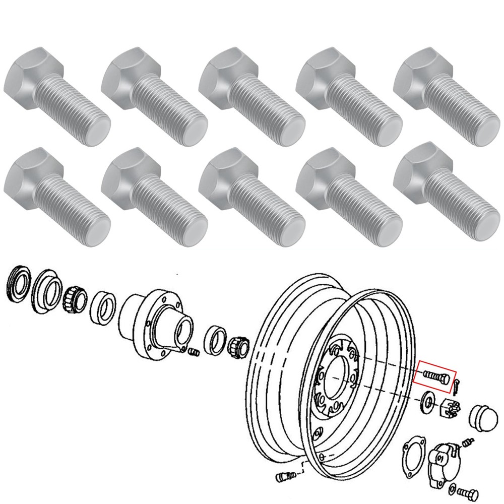 JD16 Front Wheel Hub Lug Bolts 9/16-18 x 1-1/8\