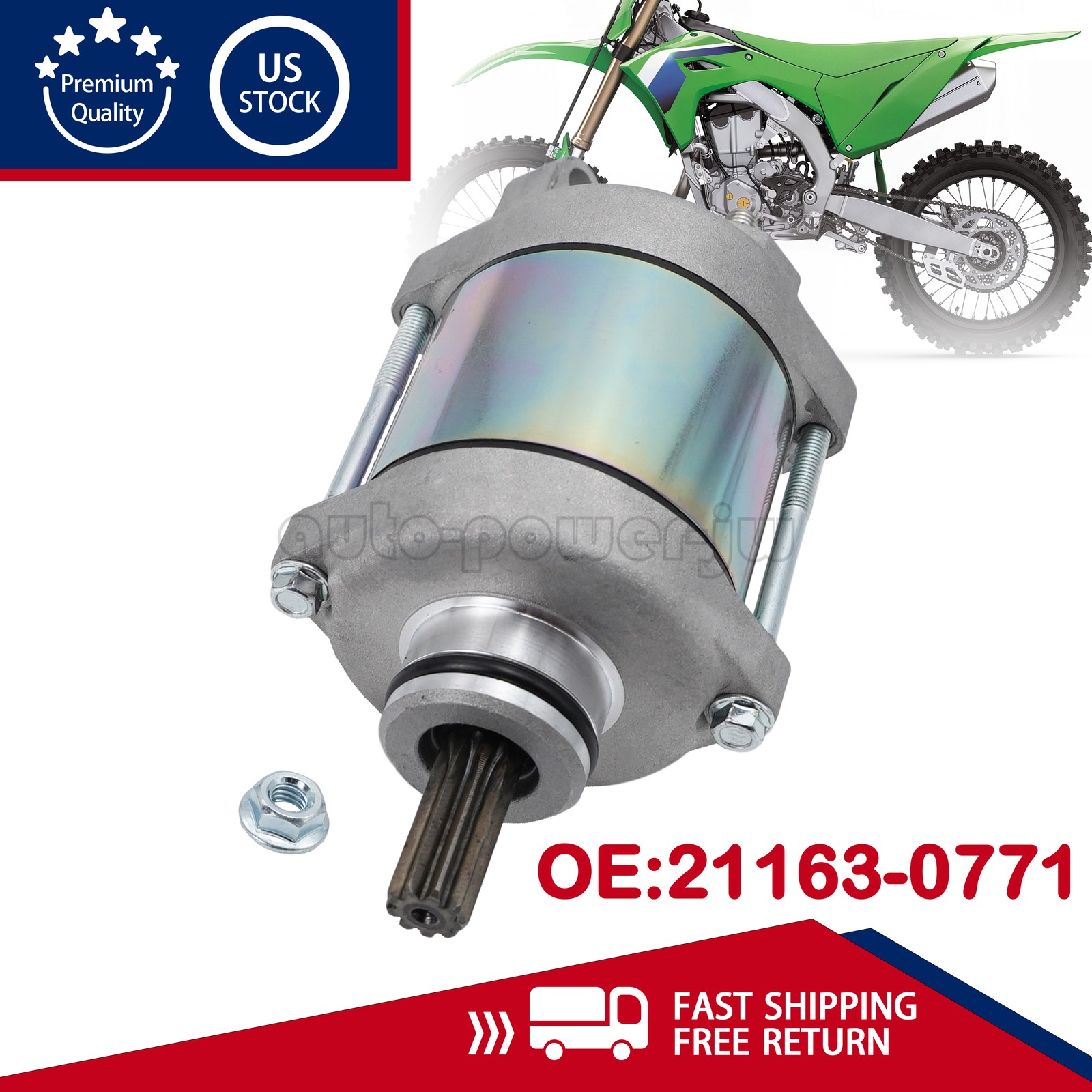 For KX450 2019-2026 KX450SR 2022-2023 KX450X 2022-2024 Engine Starter Motor US