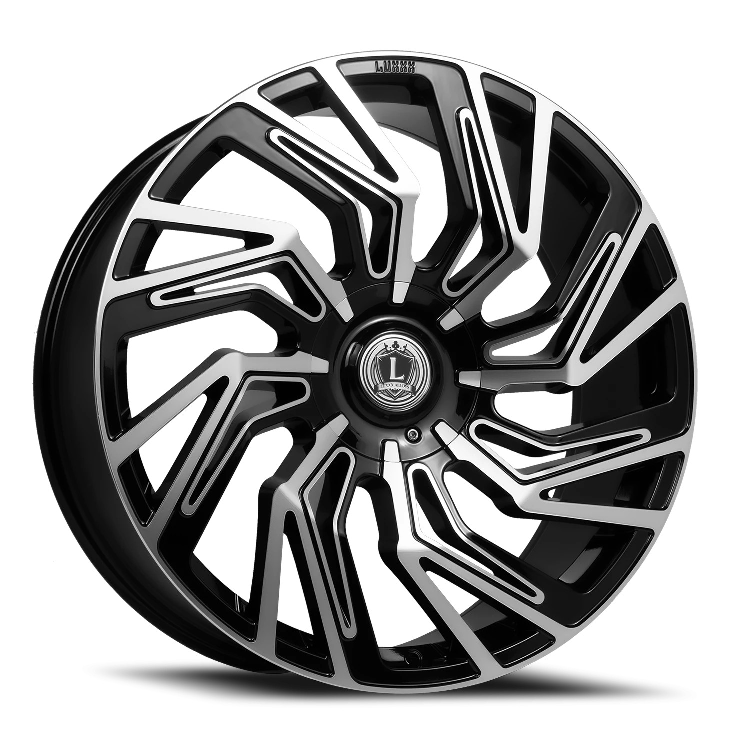 22x9 Luxxx Alloys Lux 28 Gloss Black Machined Face Wheel 6x135-5.5 (30mm)