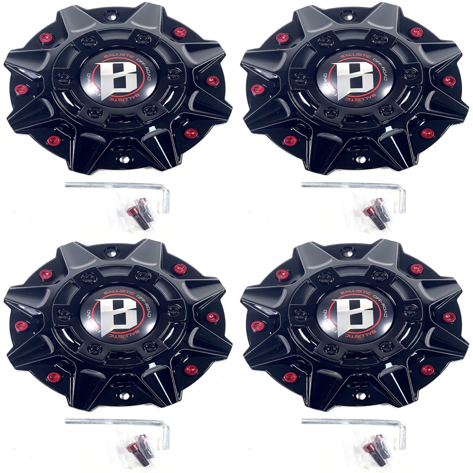 Ballistic 845 Morax LG1208-33 SGD0010 Gloss Black / Red Wheel Center Cap WXORGB