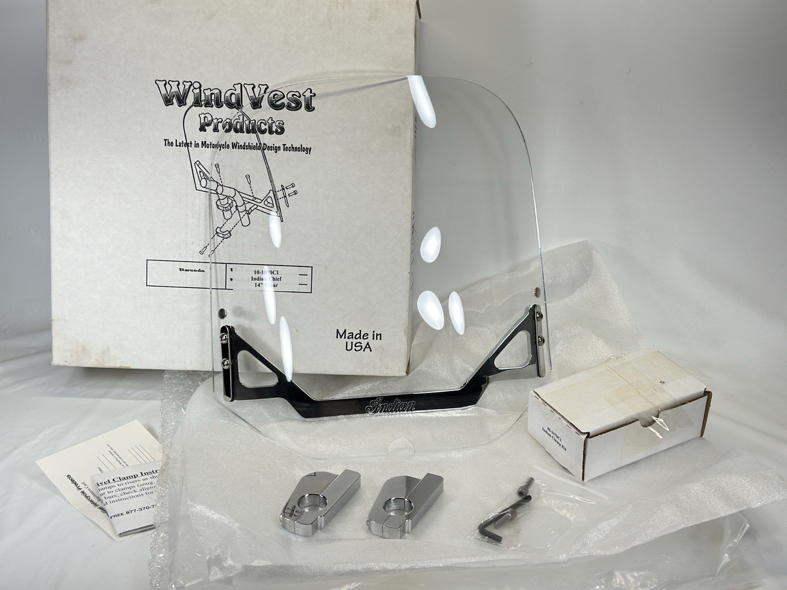 WindVest 14in Clear Motorcycle Windshield 10-1070CI Gilroy Indian Chief NOS