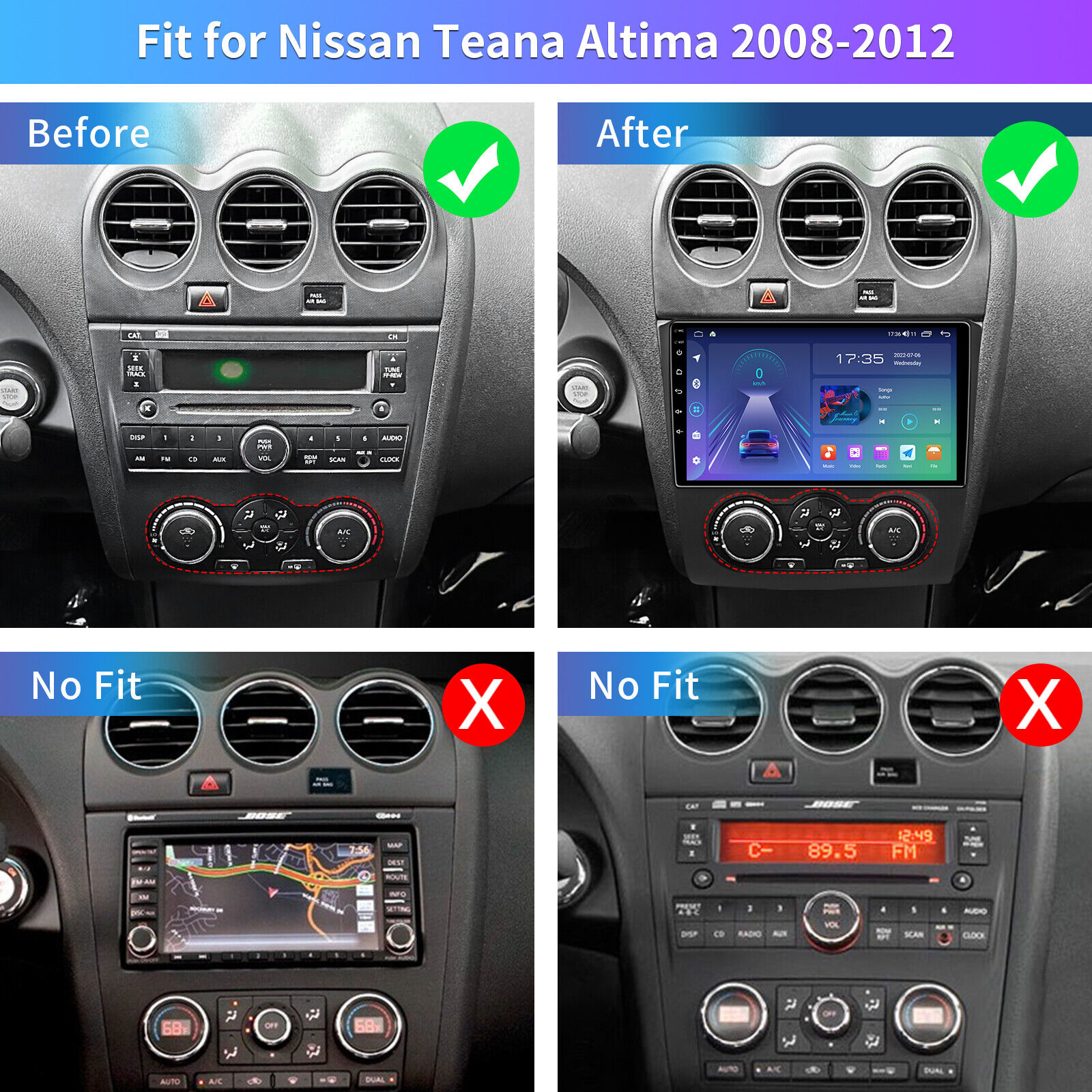 4+32GB Car Radio Stereo Android 13 GPS Navi 48EQ Cam For Nissan Altima 2008-2012