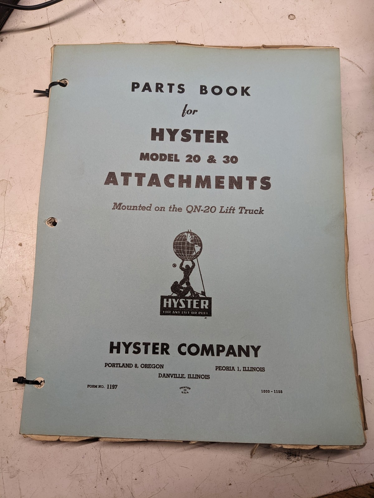 HYSTER PARTS BOOK MANUAL LIST MODEL 20 30 ATTACHMENTS QN-20 LIFTTRUCK 1957 1197 HYSTER PARTS BOOK MANUAL LIST MODEL 20 30 ATTACHMENTS QN-20 LIFTTRUCK 1957 1197