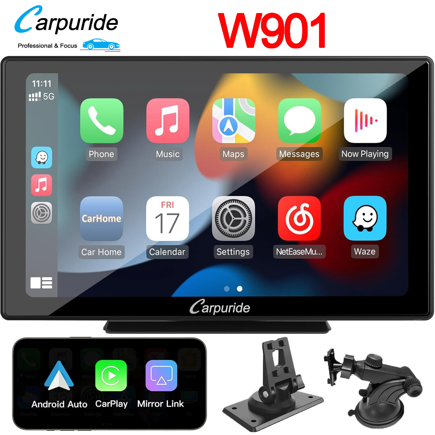 Carpuride W901 Car Radio Wireless Apple CarPlay Android Auto Car Stereos  Audio