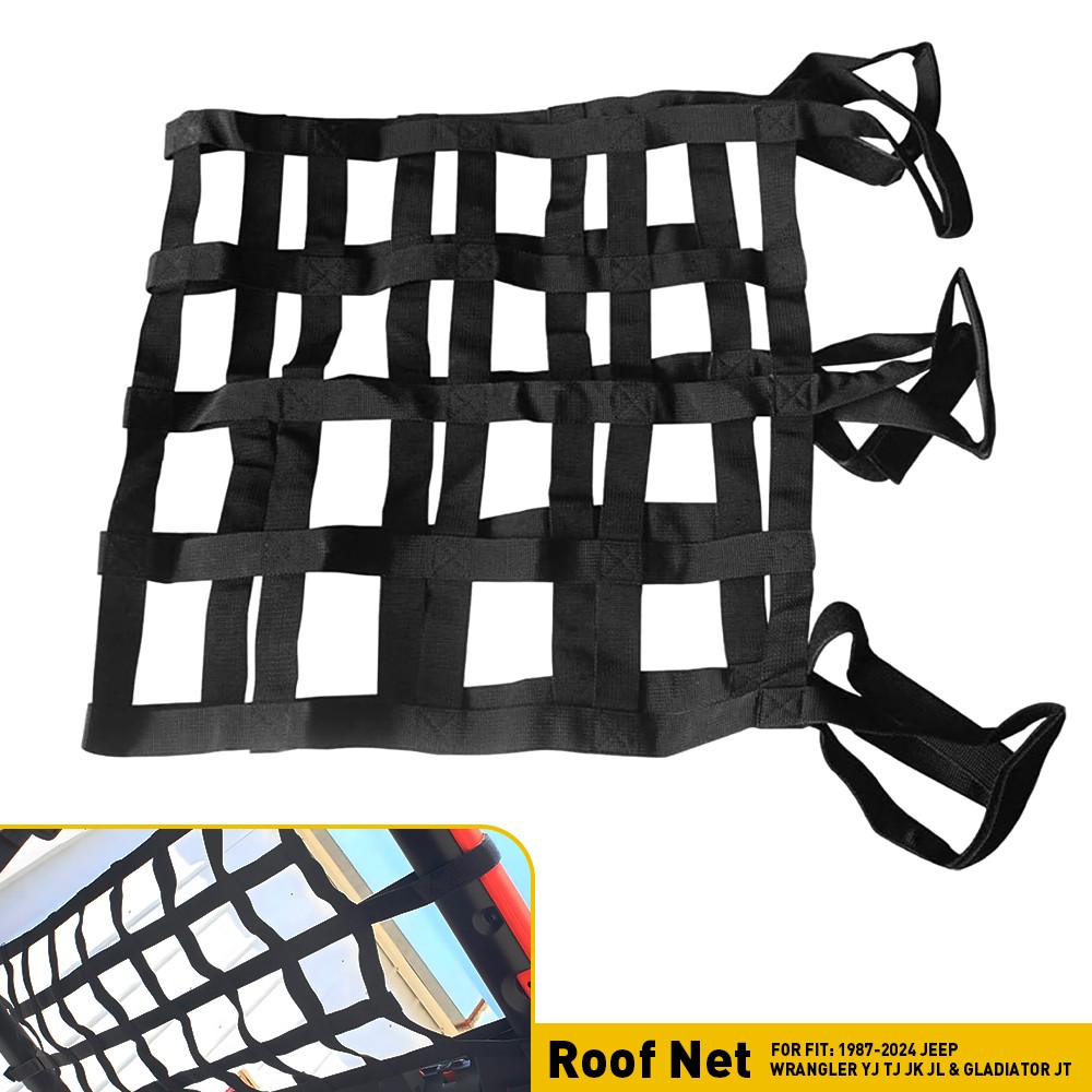 Rear Trunk Cargo Net Mesh for 1987-2024 Jeep Wrangler YJ TJ JK JL & Gladiator JT