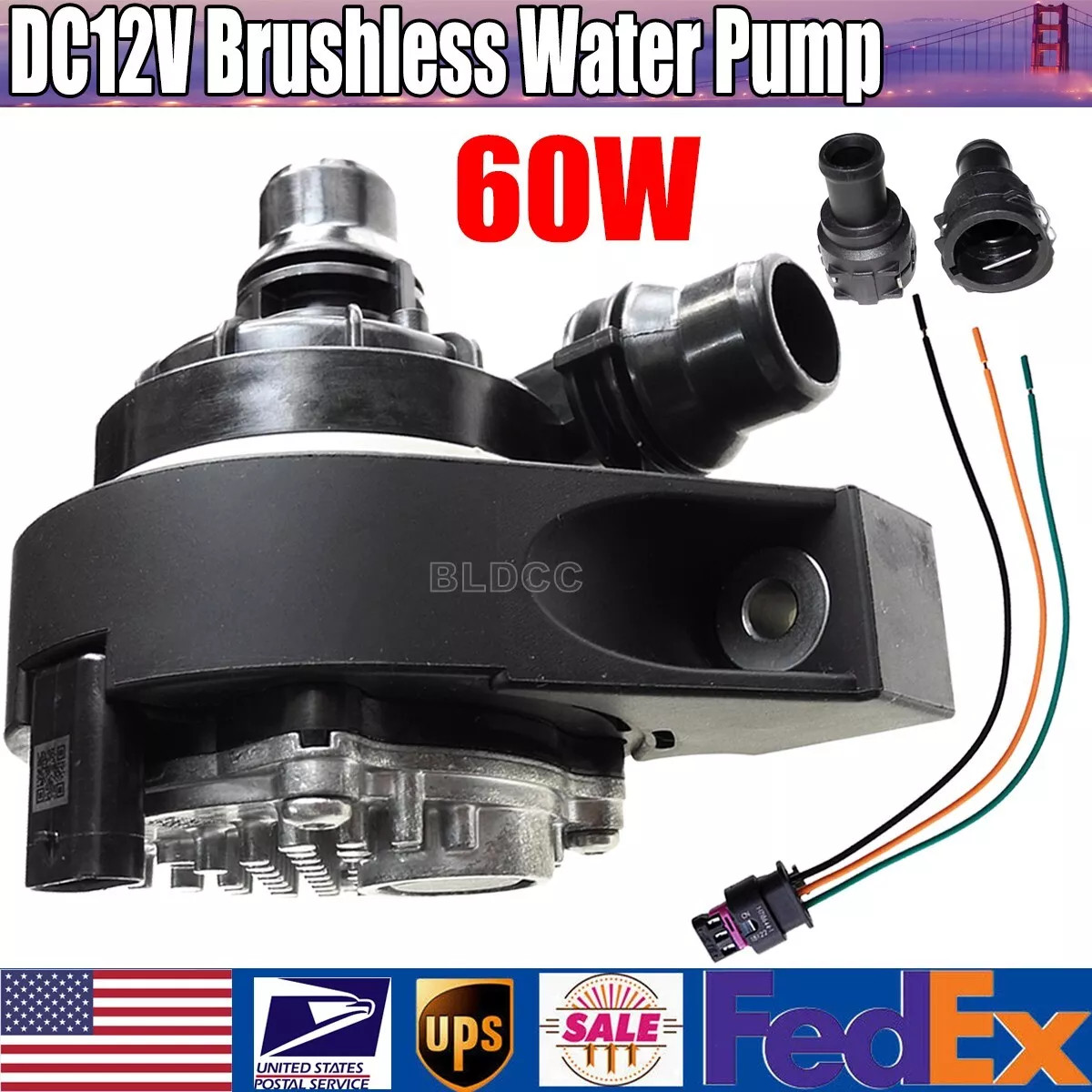Electric 60W 12V Brushless Motor Auxiliary Water Pump High-flow Intercooler Pump