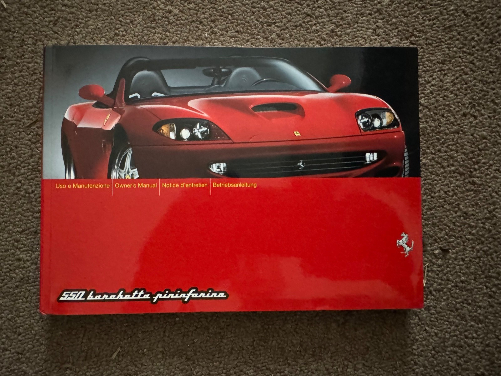 FERRARI 550 BARCHETTA OWNERS  MANUAL  #1698/01 part number 66623700