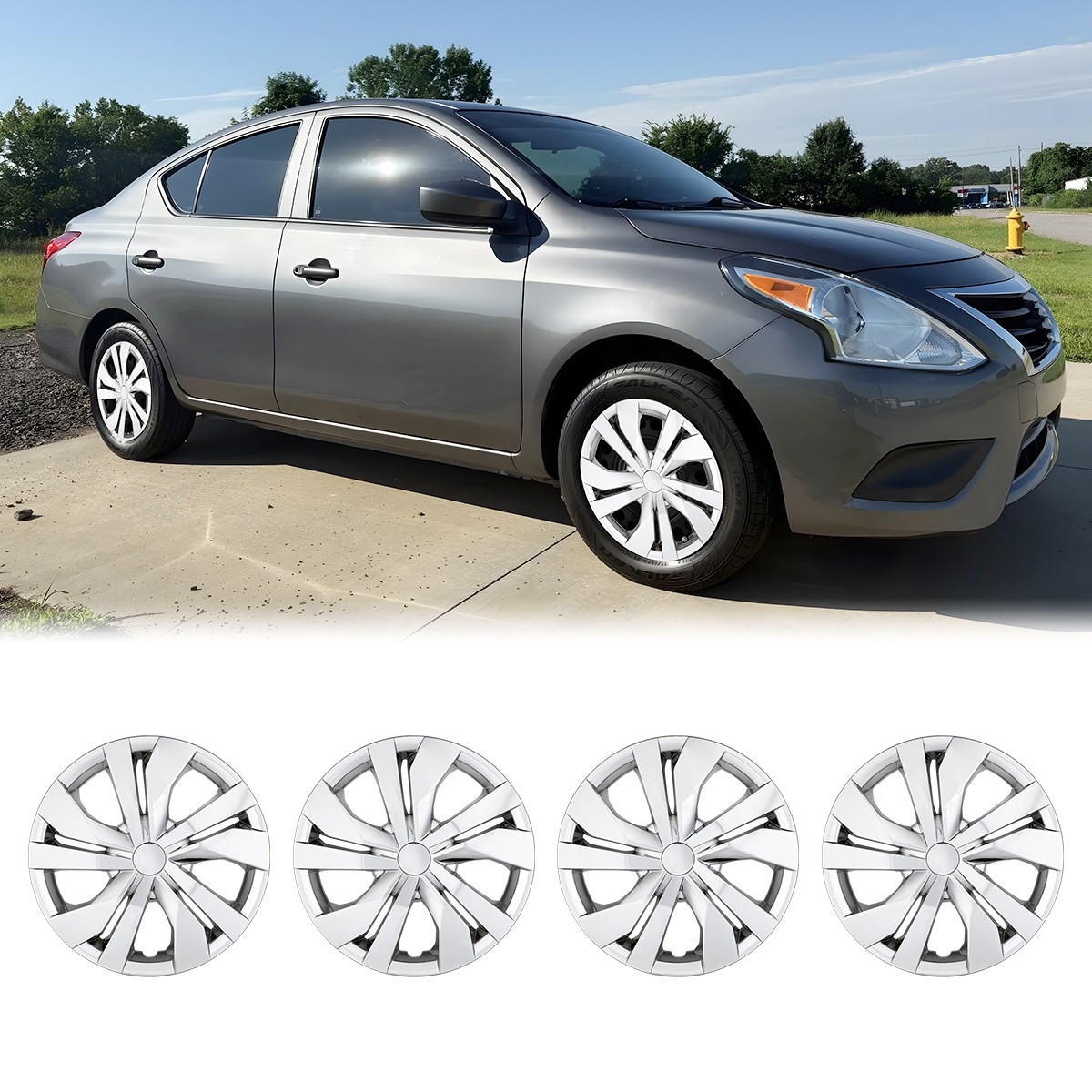 For 2007-2025 NISSAN VERSA 15inch Set of 4 Wheel Covers Snap On Hub caps Chrome