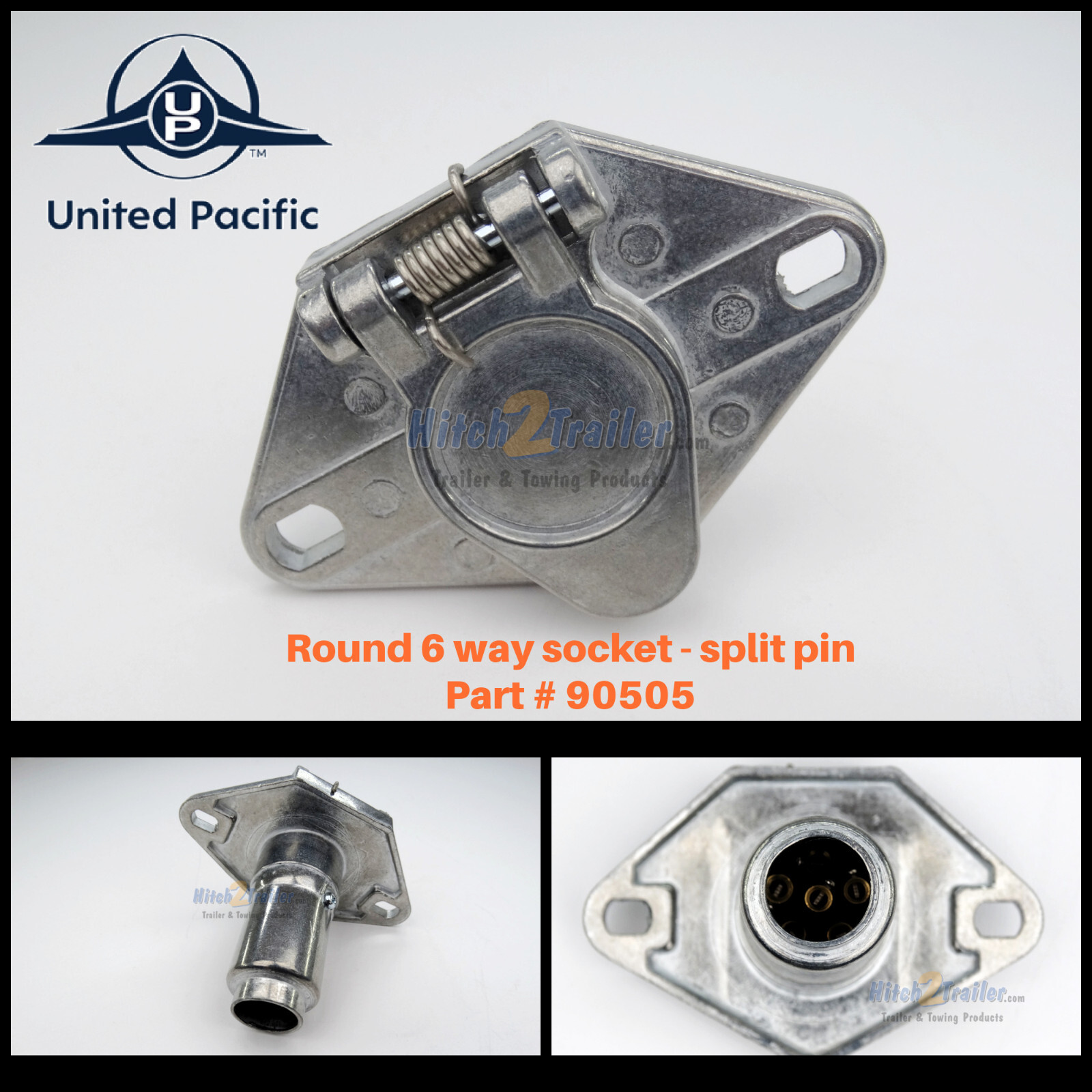 6 Way Round Split Pin Socket / Fits 6 Way Split Pin Trailer Wiring Plug Die cast
