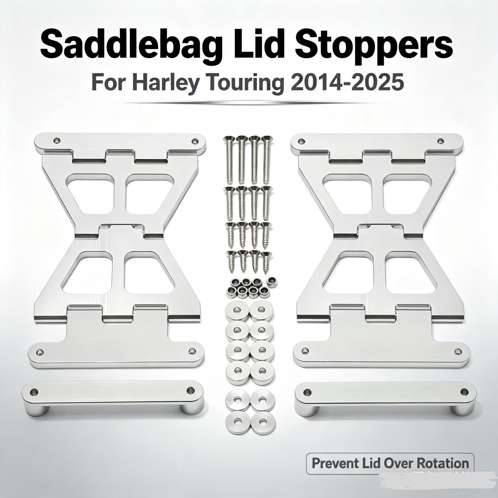 Saddlebag Billet Aluminum Composite Lid Stoppers For Harley Touring 2014-2025 Saddlebag Billet Aluminum Composite Lid Stoppers For Harley Touring 2014-2025