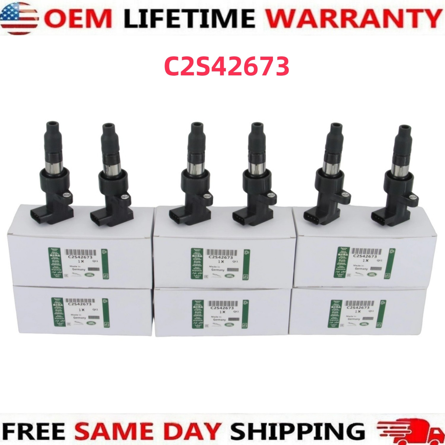 Genuine C2S42673 1999-2010 Jaguar X-Type S-Type 3.0L 6 x Ignition Coils US Stock