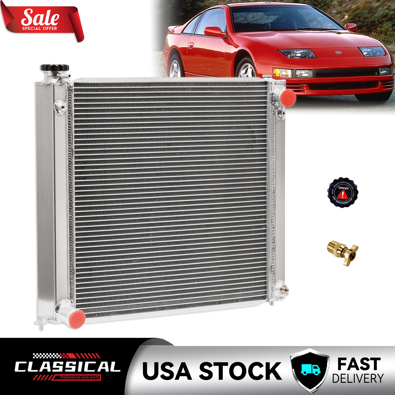 2 Row Aluminum Radiator For 1990-1996 1993 Nissan 300ZX 3.0L MT # CU1151
