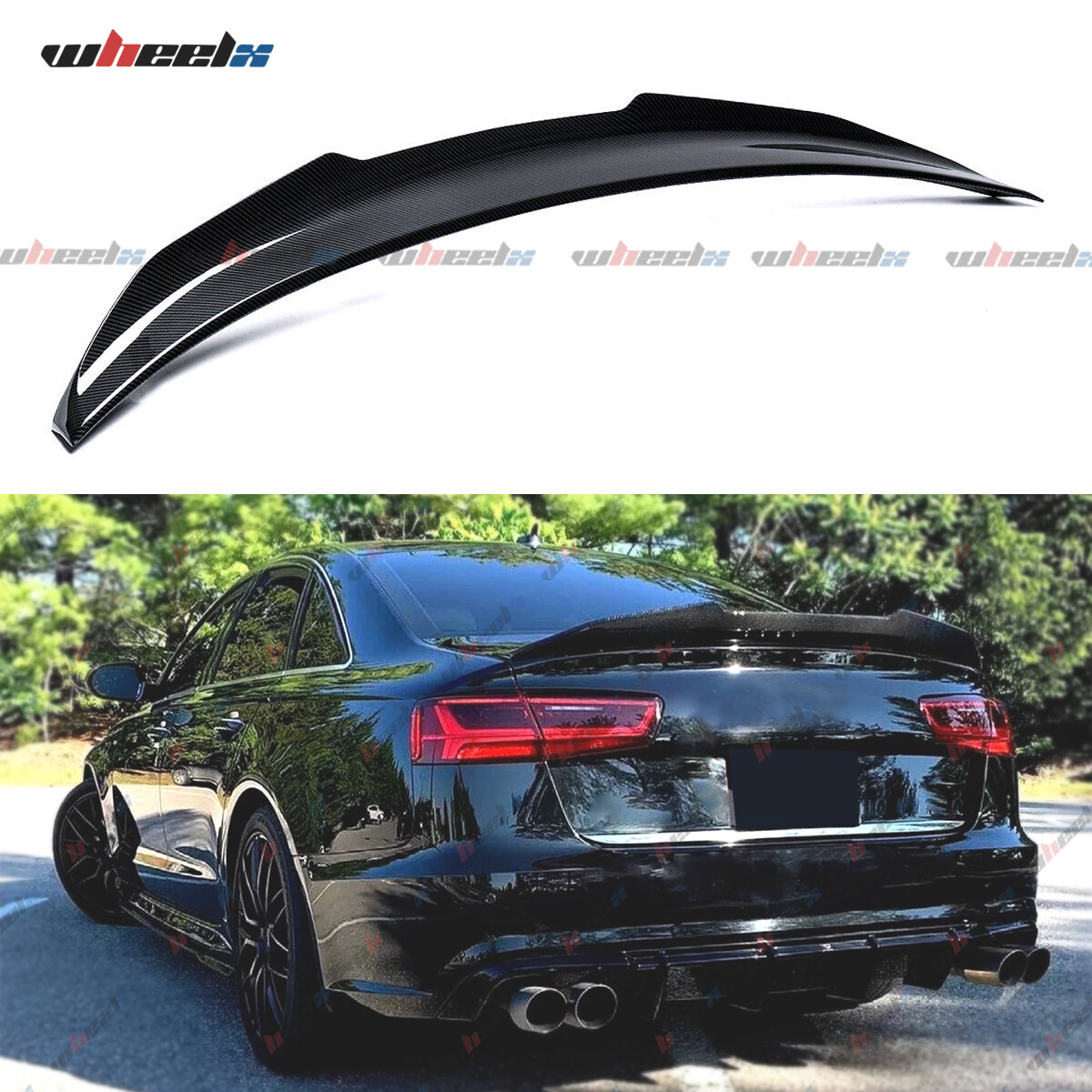 FOR 2012-2018 AUDI A6 S6 C7 C7.5 PSM HIGH KICK CARBON FIBER TRUNK SPOILER WING