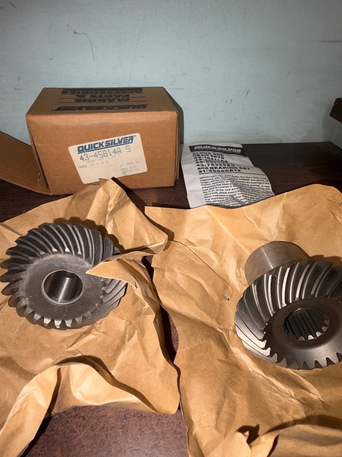 NOS MERCURY QUICKSILVER 43-45814A 5 ALPHA ONE GEAR SET B400 NOS MERCURY QUICKSILVER 43-45814A 5 ALPHA ONE GEAR SET B400