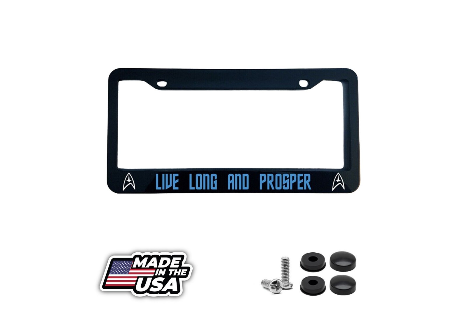 Live Long And Prosper Star Trek Fans Glossy Black License Plate Frame