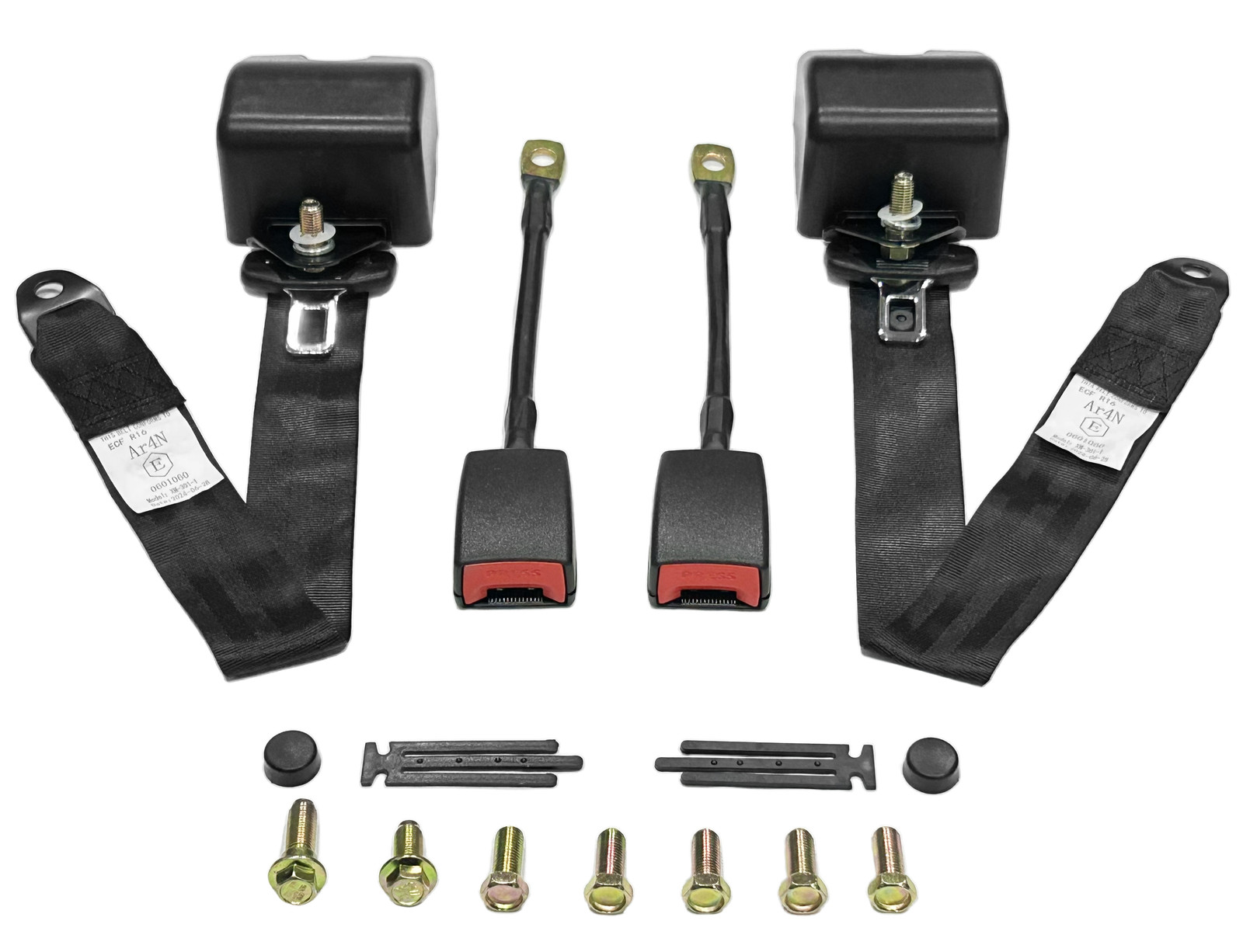 2Pcs 3‑Point Retractable Safety Seat Belts Black For Honda Accord