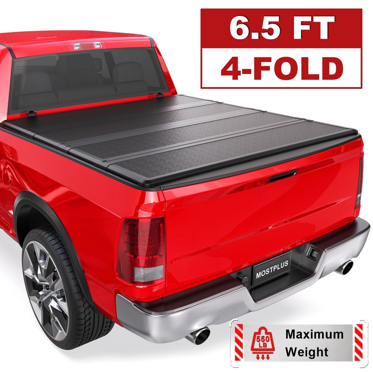 6.5FT 4-Fold FRP Hard Bed Tonneau Cover For 2003-2026 Dodge Ram 1500 2500 3500