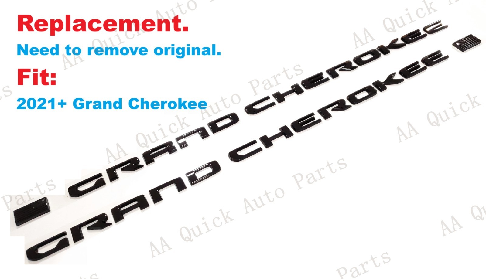 Replacement 2PCS Gloss Black Side Door Grand Cherokee Emblems Badge 2021 & Up