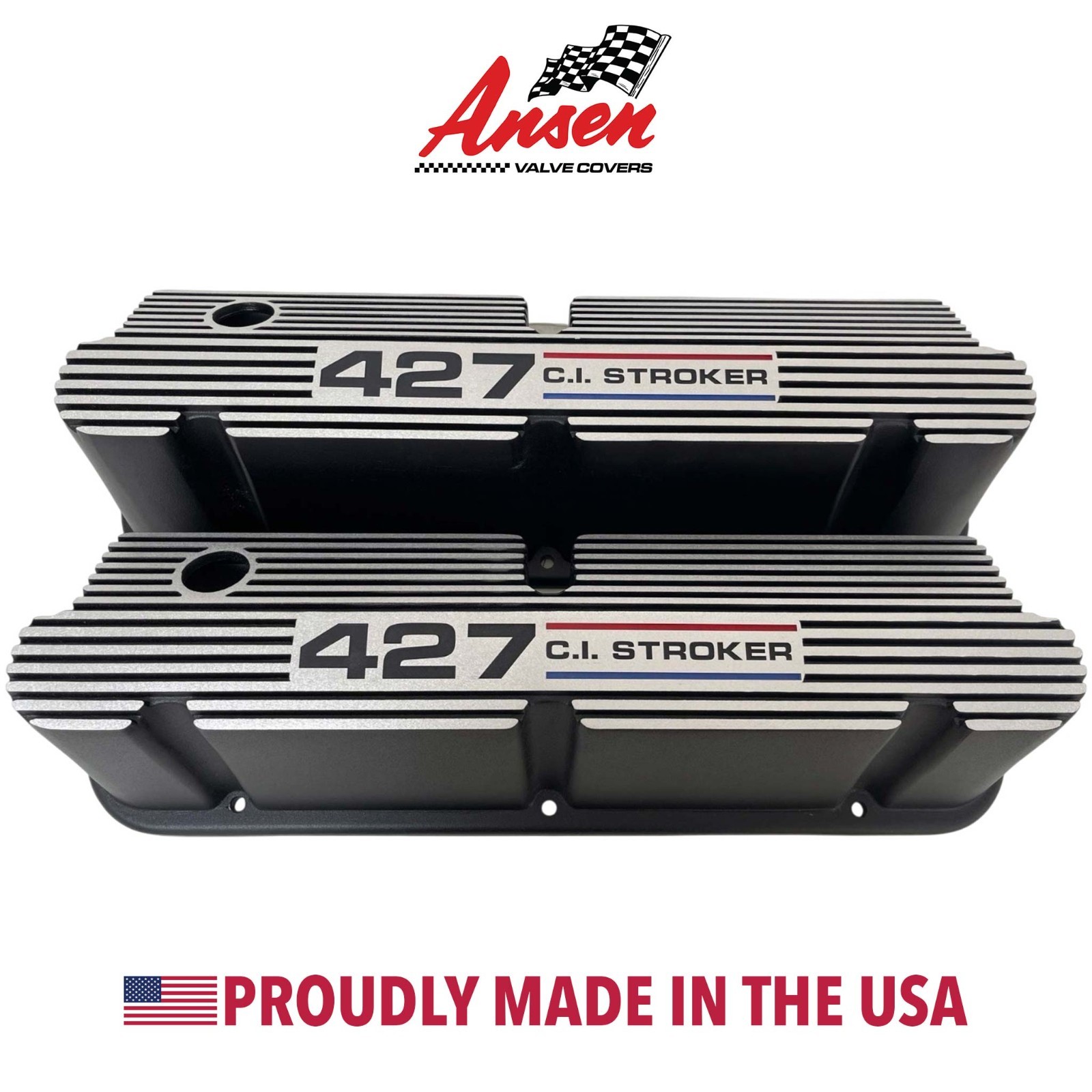 Ford 427 C.I. Stroker Pentroof, Tall Valve Covers - Tri-Color Logo - Black