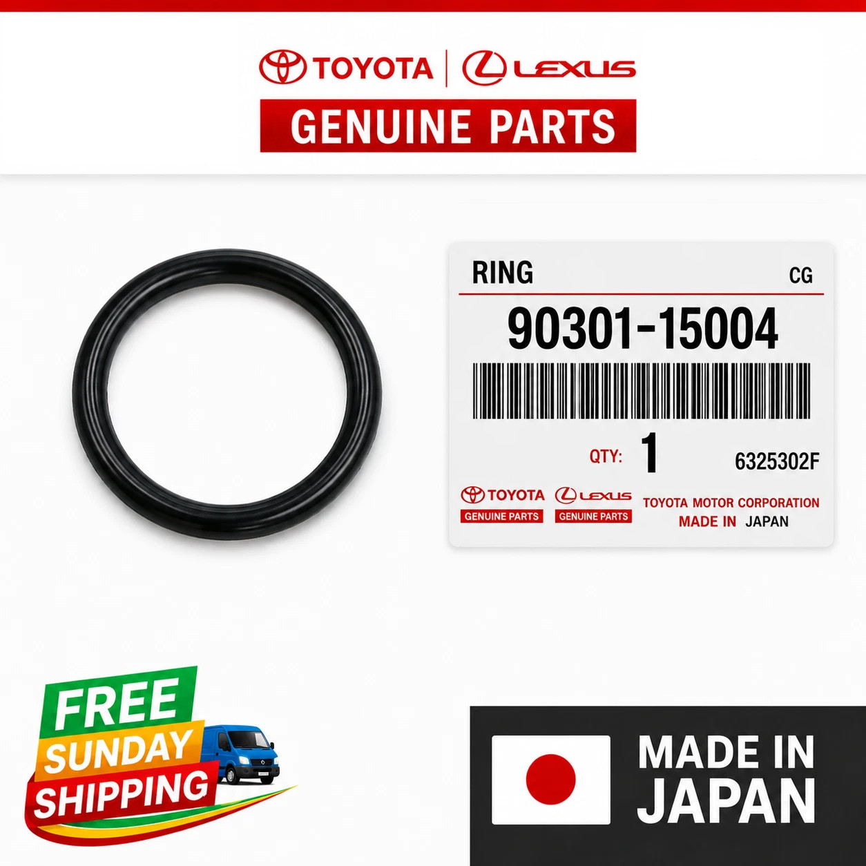 New Genuine Toyota O-Ring Seal Gasket 90301-15004 OEM 9030115004 New Genuine Toyota O-Ring Seal Gasket 90301-15004 OEM 9030115004