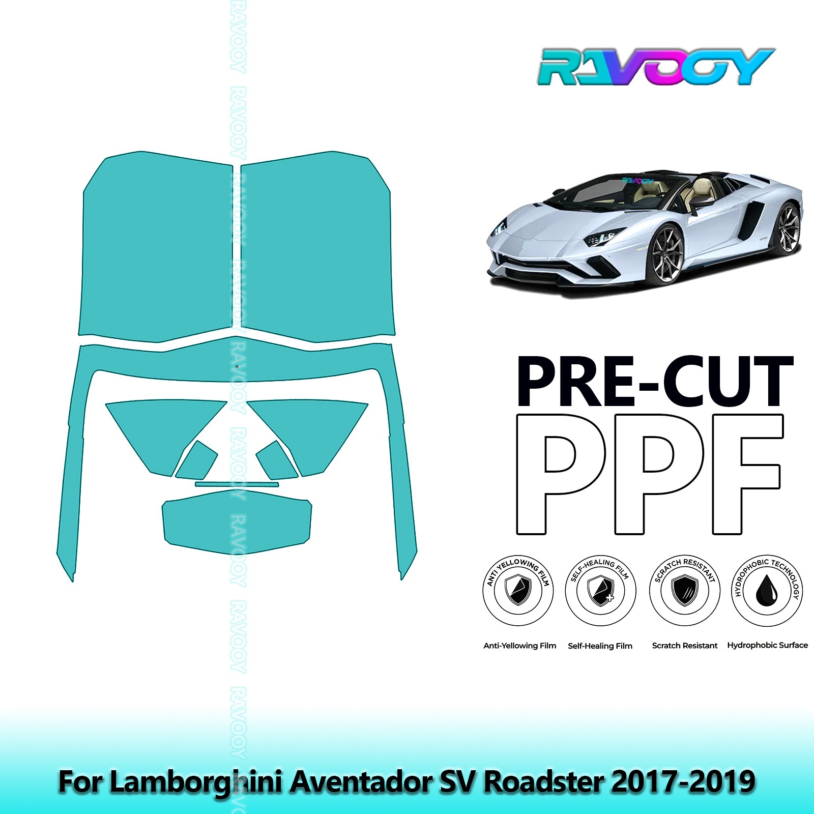 PreCut Paint Protection PPF Kit For Lamborghini Aventador SV Roadster 2017-2019