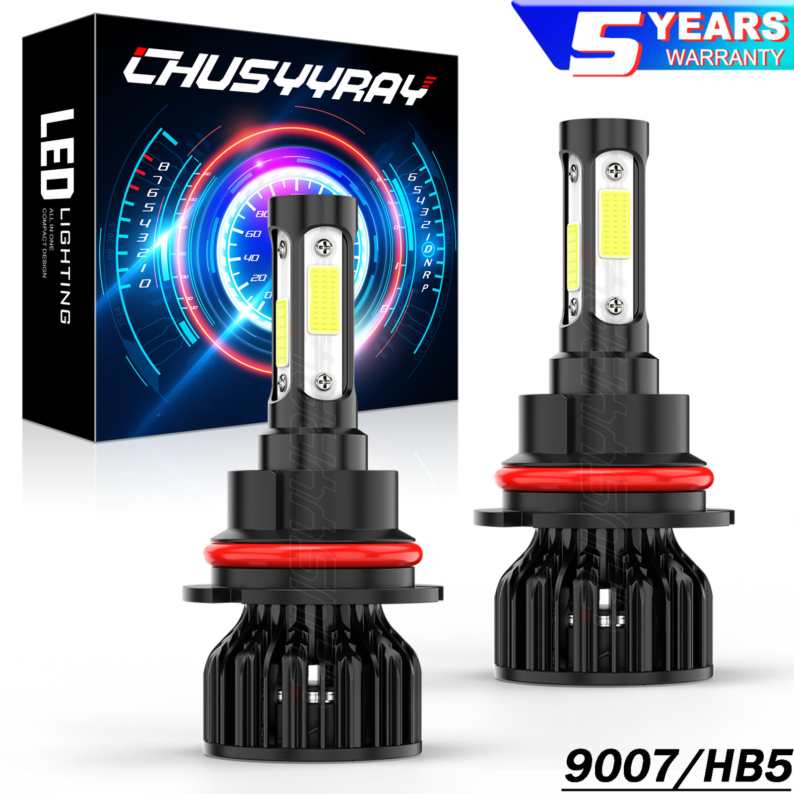 2 9007 H5 LED Headlight Conversion Kit High Low Beam Light Bulb 6500K 8000LM
